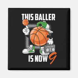 9e Verjaardag Basketbal Speler Plezier 9 Jaar Oud  Magneet