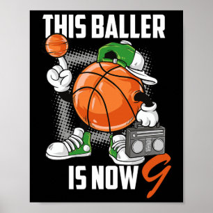 9e Verjaardag Basketbal Speler Plezier 9 Jaar Oud  Poster