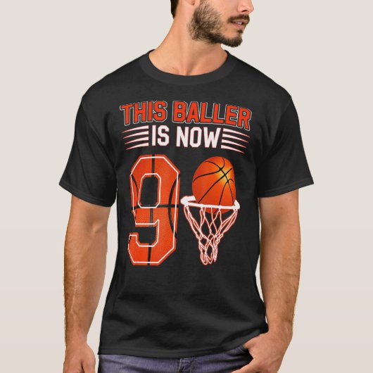 9e verjaardag Basketball Deze speler is nu 9 jaar T-shirt (Voorkant)