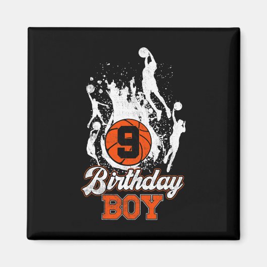 9e verjaardag Basketball Theme Birthday Boy 9jaar  Magneet (Voorkant)