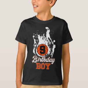 9e verjaardag Basketball Theme Birthday Boy 9jaar  T-shirt