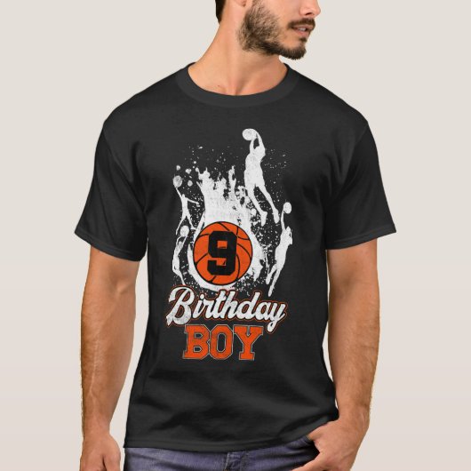 9e verjaardag Basketball Theme Birthday Boy 9jaar T-shirt (Voorkant)