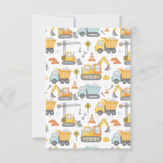 9e Verjaardag Bouw Jongen Verjaardag Uitnodiging (Achterkant)