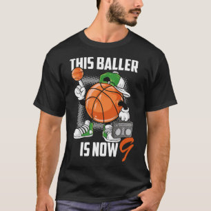 9e Verjaardag Bysketbyll Speler Leuk 9 jaar oud Ki T-shirt