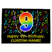 9e verjaardag - Colorful Music Symbols, Regenboog  Groot Cadeauzakje (Achterkant)
