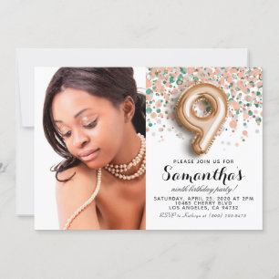 9e verjaardag Confetti Gold-portret Kaart