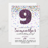 9e Verjaardag Confetti Uitnodiging (Voorkant / Achterkant)
