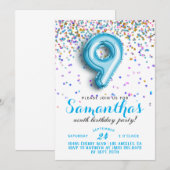 9e Verjaardag Confetti Uitnodiging (Voorkant / Achterkant)