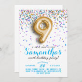 9e Verjaardag Confetti Uitnodiging (Voorkant / Achterkant)