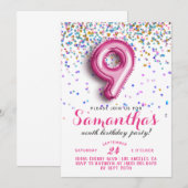 9e Verjaardag Confetti Uitnodiging (Voorkant / Achterkant)