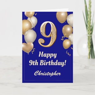 9e verjaardag Confetti van de marine Blue en Gold Kaart