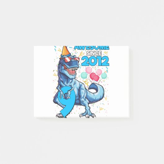 9e verjaardag Dinosaur 9 jaar oude jongen Kids Gew Post-it® Notes (Voorkant)