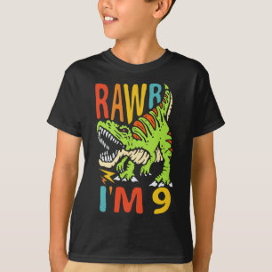 9e verjaardag Dinosaur T Rex Rawr Ik ben 9 voor jo T-shirt