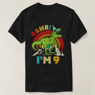 9e verjaardag Dinosaur T Rex Rawr Ik ben 9 voor jo T-shirt