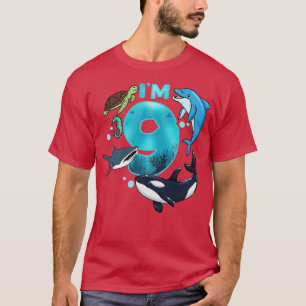 9e verjaardag dolfijn walvis haai t-shirt