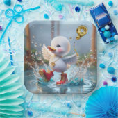 9e verjaardag Duck dansen in een regenplas Papieren Bordje (Feest)