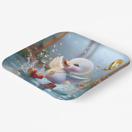 9e verjaardag Duck dansen in een regenplas Papieren Bordje (Gebogen)