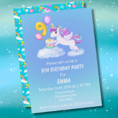 9e verjaardag Eenhoorn met taart uitnodiging