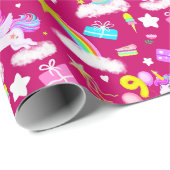 9e verjaardag eenhoorn patroon cadeaupapier (Rol Hoek)