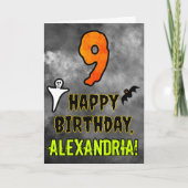 9e verjaardag: Eerie Halloween Theme + Aangepaste Kaart (Voorkant)