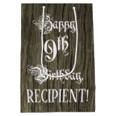 9e verjaardag: Fancy, Faux Wood Kijk + Aangepaste  Medium Cadeauzakje (Achterkant)