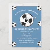 9e Verjaardag Feest Voetbal Blauwe Jongens Sport Kaart (Voorkant)