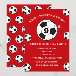 9e Verjaardag Feest Voetbal Rode Jongens Sport Kaart