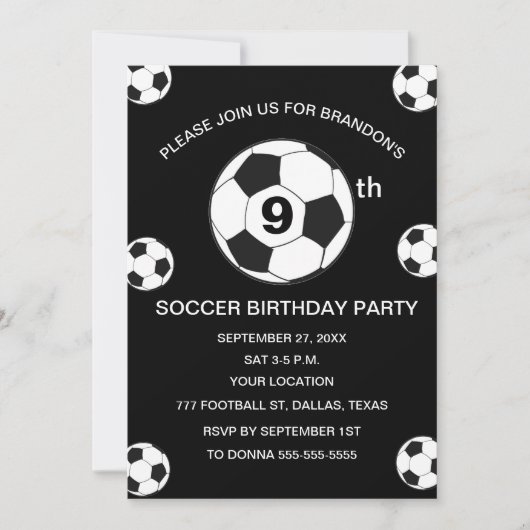 9e Verjaardag Feest Voetbal Zwarte Jongens Sport Kaart (Voorkant)