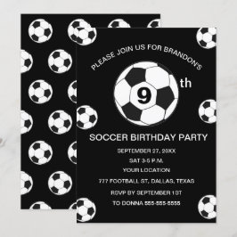 9e Verjaardag Feest Voetbal Zwarte Jongens Sport Kaart