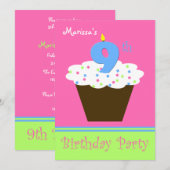 9e verjaardag feestuitnodiging 9 kaars kaart (Voorkant / Achterkant)