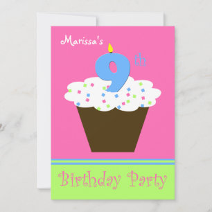 9e verjaardag feestuitnodiging 9 kaars kaart