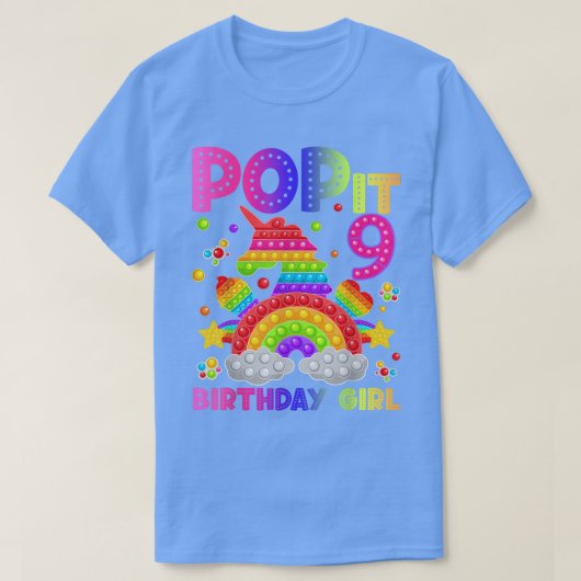 9e verjaardag Fidget Speelgoed Pop It Birthday Gir T-shirt (Design voorkant)