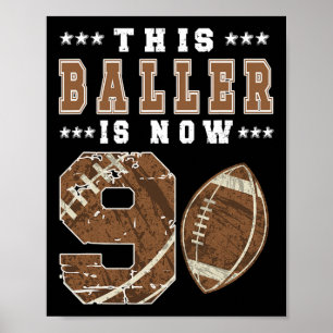 9e verjaardag Football peuter Negen jaar oud Footb Poster