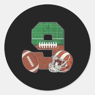 9e Verjaardag Football Thema 9 Jaar Oud Jongensfee Ronde Sticker