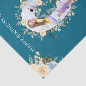 9e verjaardag Foto Collage Blauwgroen Blauwe Gele  Tissuepapier (Detail)