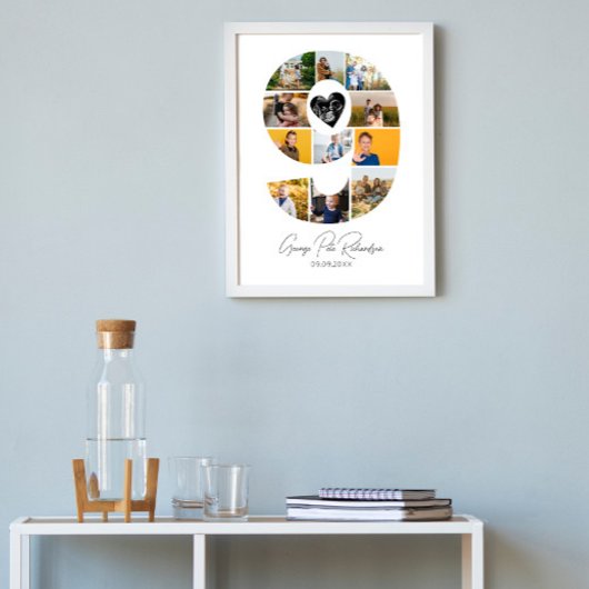 9e verjaardag foto collage poster aandenken