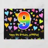 9e verjaardag: Fun Hearts Patroon, Regenboog 9