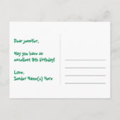 9e verjaardag: Fun Hearts Patroon, Regenboog 9 Briefkaart (Achterkant)