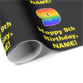 9e verjaardag: Fun, kleurrijke regenboog geïnspire Cadeaupapier (Rol Hoek)