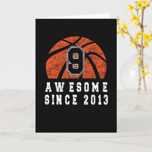 9e verjaardag Geboren in 2013 Basketball Boy 9 Yea Kaart (Gele Bloem)