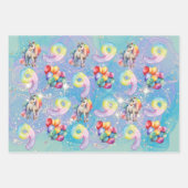 9e verjaardag gepersonaliseerde Eenhoorn cadeauver Inpakpapier Vel (Voorkant)