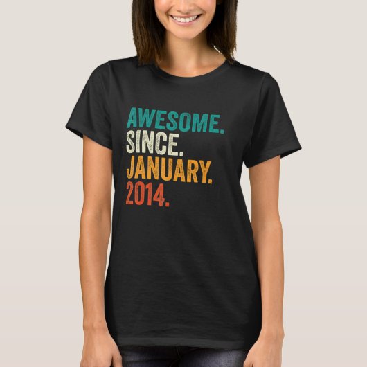 9e verjaardag Geweldige sinds januari 2014 9 jaar  T-shirt (Voorkant)