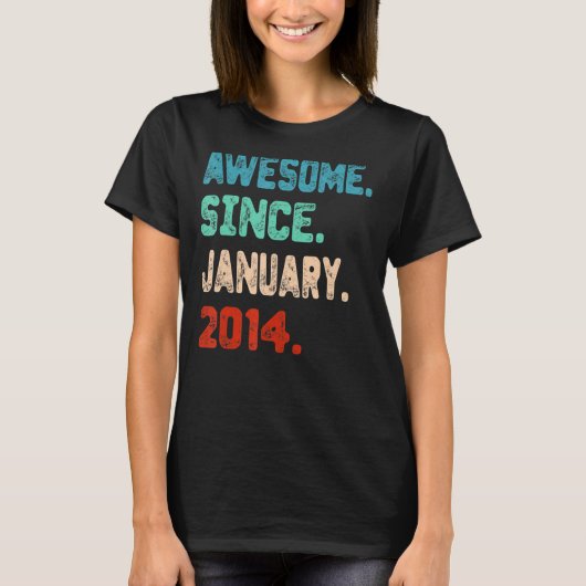9e verjaardag Geweldige sinds januari 2014 9 jaar  T-shirt (Voorkant)