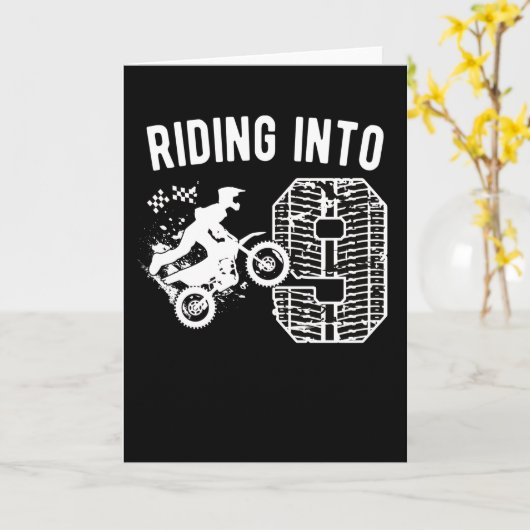 9e verjaardag: Gift Dirt Bike 9 jaar oude motocros Kaart (Gele Bloem)