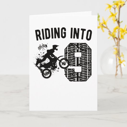 9e verjaardag: Gift Dirt Bike 9 jaar oude motocros Kaart (Gele Bloem)