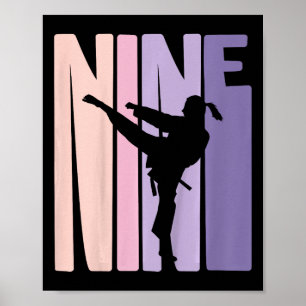 9e Verjaardag Gift Karate Retro Taekwondo Martial  Poster