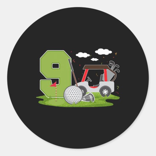9e Verjaardag Golf 9 Jaar Oude Verjaardag Party Go Ronde Sticker (Voorkant)