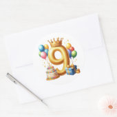 9e verjaardag goud ronde sticker (Envelop)