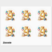 9e verjaardag goud ronde sticker (Vel)