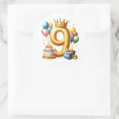 9e verjaardag goud ronde sticker (Tas)